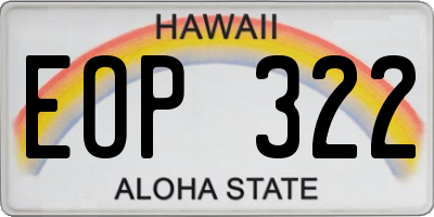 HI license plate EOP322