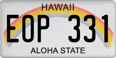HI license plate EOP331