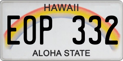 HI license plate EOP332