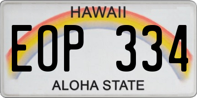 HI license plate EOP334