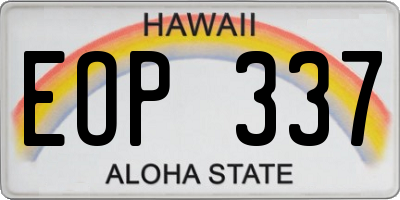 HI license plate EOP337