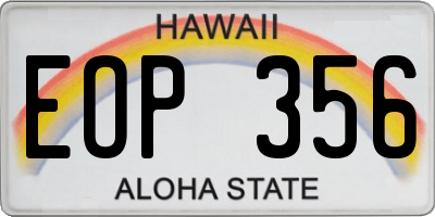 HI license plate EOP356