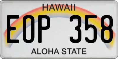 HI license plate EOP358