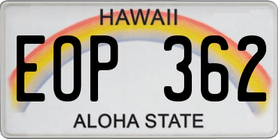 HI license plate EOP362