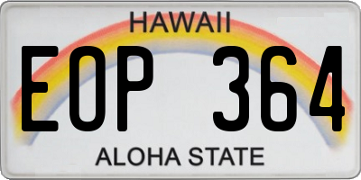 HI license plate EOP364