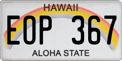 HI license plate EOP367