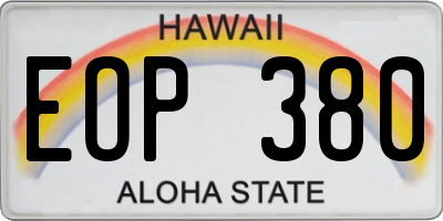 HI license plate EOP380