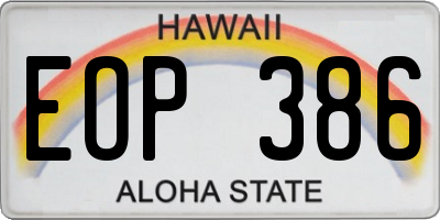 HI license plate EOP386