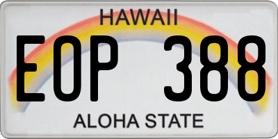 HI license plate EOP388