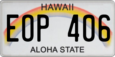 HI license plate EOP406