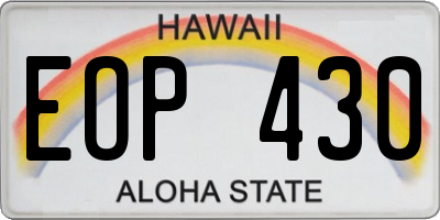 HI license plate EOP430