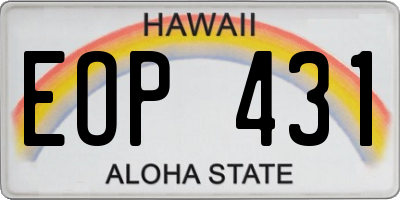 HI license plate EOP431