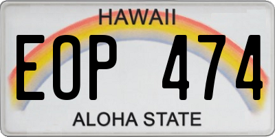 HI license plate EOP474