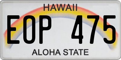 HI license plate EOP475