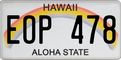 HI license plate EOP478