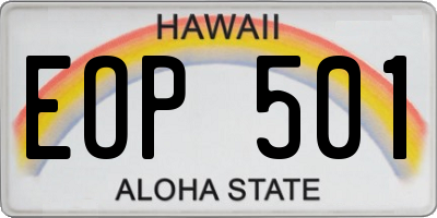 HI license plate EOP501