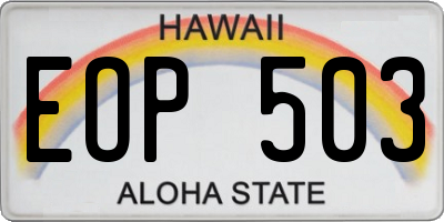 HI license plate EOP503