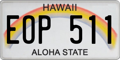 HI license plate EOP511