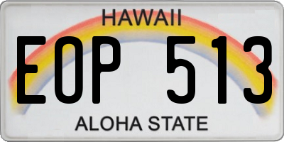 HI license plate EOP513
