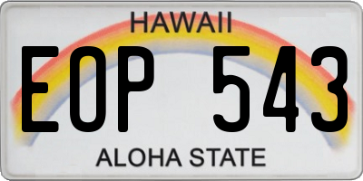 HI license plate EOP543