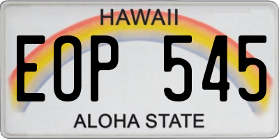 HI license plate EOP545