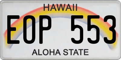 HI license plate EOP553