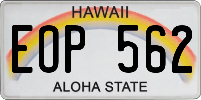 HI license plate EOP562
