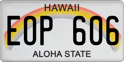 HI license plate EOP606