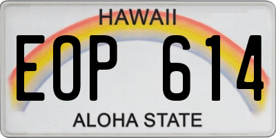 HI license plate EOP614