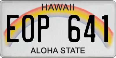 HI license plate EOP641