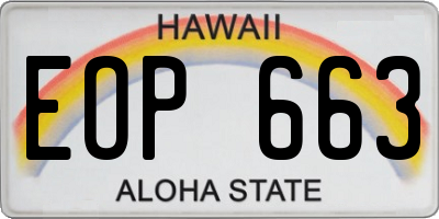 HI license plate EOP663