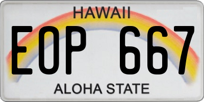 HI license plate EOP667