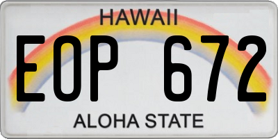 HI license plate EOP672