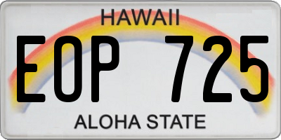 HI license plate EOP725