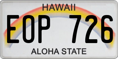 HI license plate EOP726