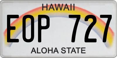 HI license plate EOP727