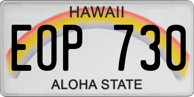 HI license plate EOP730