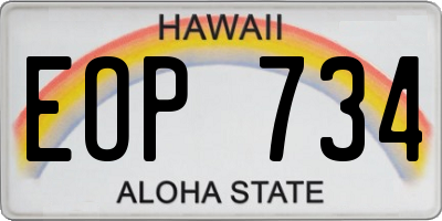 HI license plate EOP734