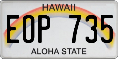 HI license plate EOP735