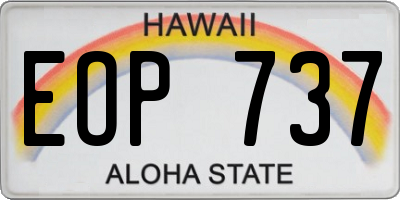 HI license plate EOP737