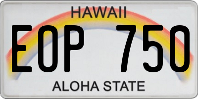 HI license plate EOP750