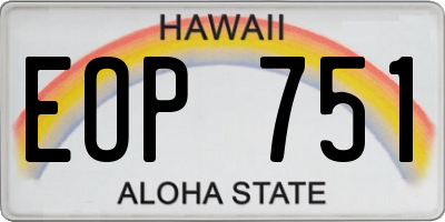 HI license plate EOP751