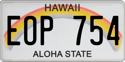 HI license plate EOP754