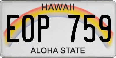 HI license plate EOP759