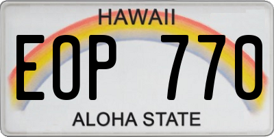 HI license plate EOP770