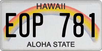 HI license plate EOP781