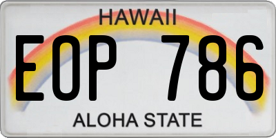 HI license plate EOP786