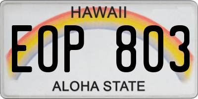 HI license plate EOP803