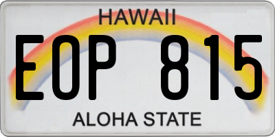 HI license plate EOP815