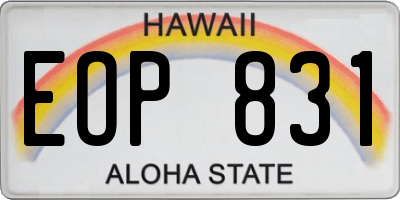 HI license plate EOP831